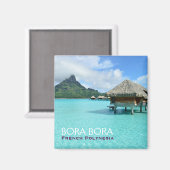 Complexe aquatique sur Bora Bora avec aimant texte (Recto/Verso)