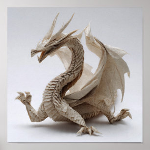 Complexe Gevouwen Origami Dragon Fine Art Poster