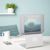 Complexe mesh achtergrond in blauw sticker (Laptop op bureau)