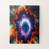 Complexe rode blauwe en paarse kosmische melkwegst legpuzzel (Verticaal)