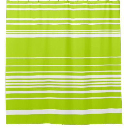 Complexe strepen in limoengroen en wit douchegordijn (Voorkant)