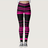 Complexe stripes - magenta en zwart leggings (Voorkant)