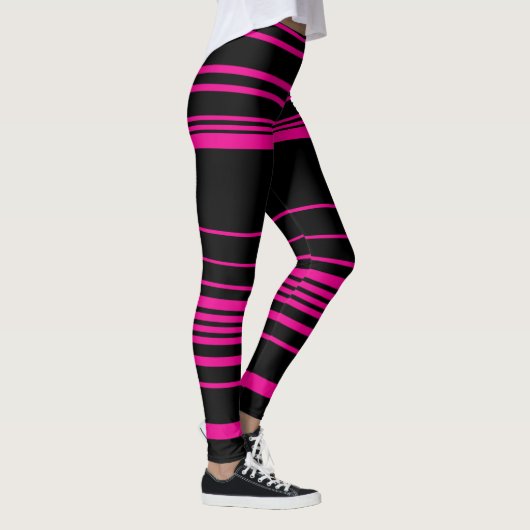 Complexe stripes - magenta en zwart leggings (Rechts)