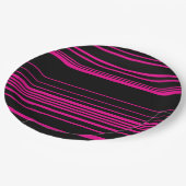 Complexe stripes - magenta en zwart papieren bordje (Gekanteld)