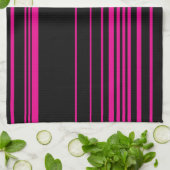 Complexe stripes - magenta en zwart theedoek (Gevouwen)