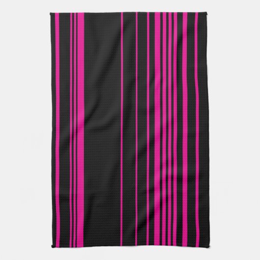 Complexe stripes - magenta en zwart theedoek (Verticaal)