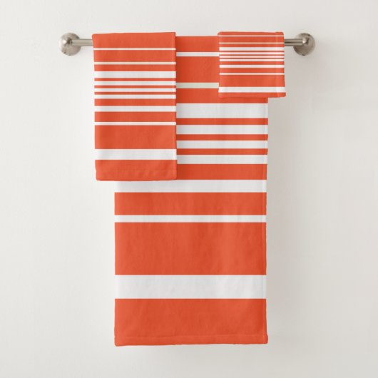 Complexe stripes — Oranje en wit Bad Handdoek (Insitu)