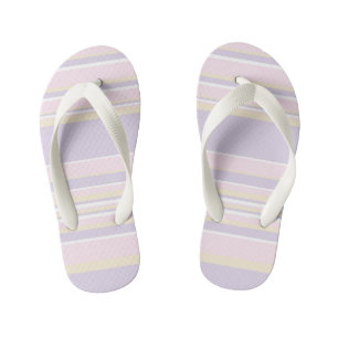 Complexe stripes - Pastel roze, geel en Paars Kinder Teenslippers