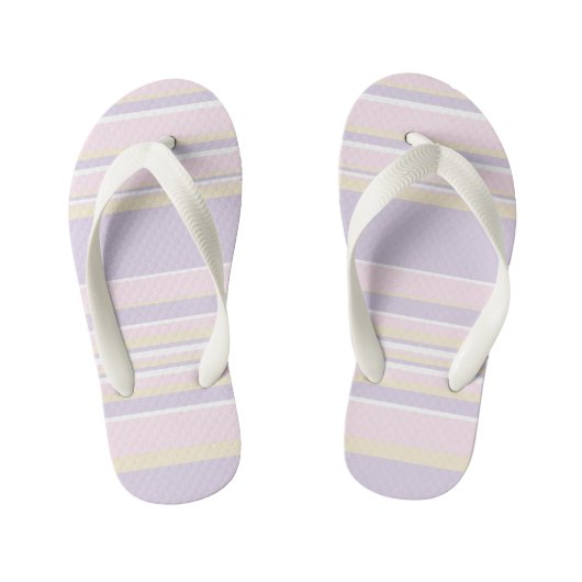 Complexe stripes - Pastel roze, geel en Paars Kinder Teenslippers (Voetbed)