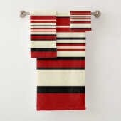 Complexe stripes - Rood en crème Bad Handdoek (Insitu)