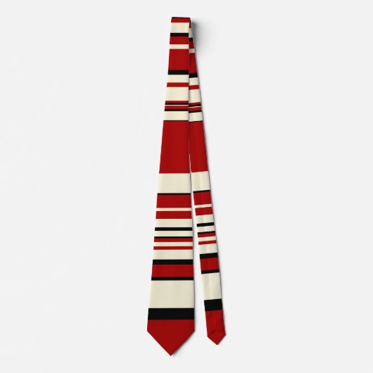 Complexe stripes - Rood en crème Stropdas (Voorkant)