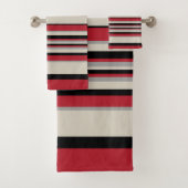 Complexe stripes - Rood, grijs, zwart en bonwit Bad Handdoek (Insitu)