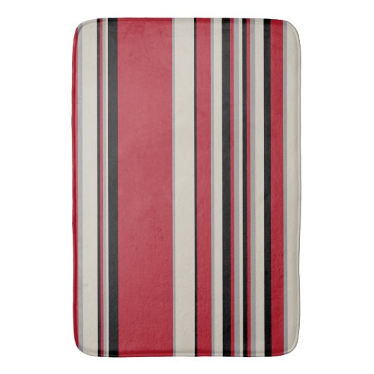 Complexe stripes - Rood, grijs, zwart en bonwit Badmat (Voorkant Verticaal)