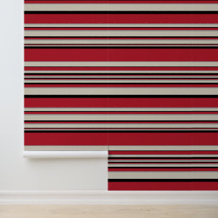 Complexe stripes - Rood, grijs, zwart en bonwit Behang