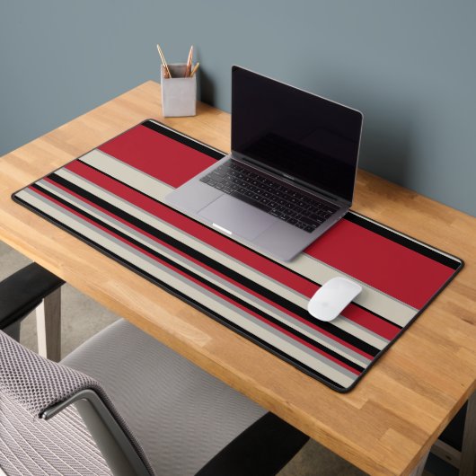 Complexe stripes - Rood, grijs, zwart en bonwit Bureaumat (Kantoor 2)