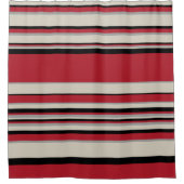 Complexe stripes - Rood, grijs, zwart en bonwit Douchegordijn (Voorkant)