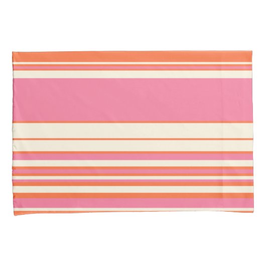 Complexe stripes - Roze, Oranje en crème Kussensloop (Voorkant-Rechts)