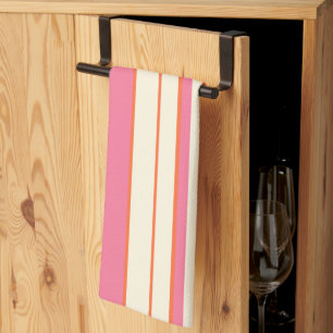 Complexe stripes - Roze, Oranje en crème Theedoek