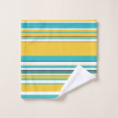 Complexe stripes — Turquoise en Geel Bad Handdoek (Wasdoekje)