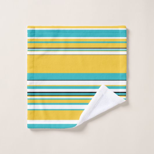 Complexe stripes — Turquoise en Geel Bad Handdoek (Wasdoekje)