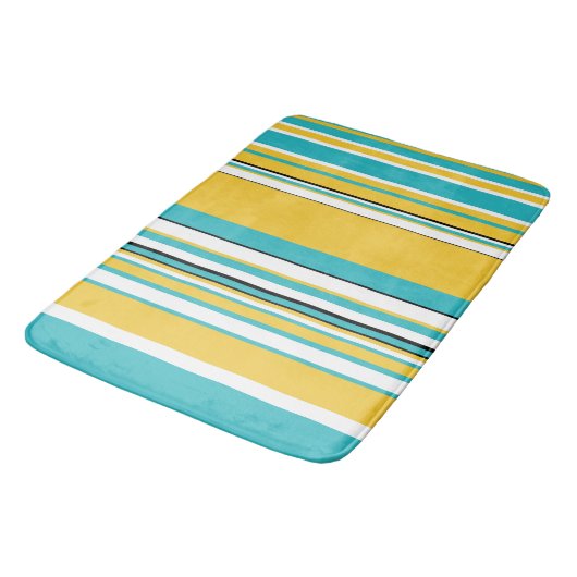 Complexe stripes — Turquoise en Geel Badmat (Gekanteld)