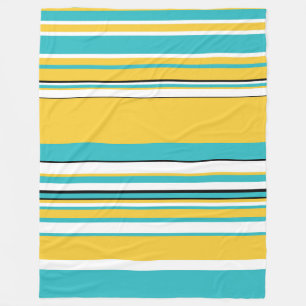 Complexe stripes — Turquoise en Geel Fleece Deken