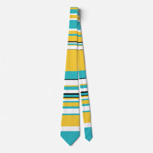 Complexe stripes — Turquoise en Geel Stropdas