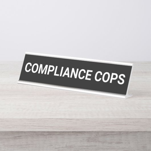 Compliance Cops Funny Kantoor Auditor  Bureau Naambordje (Voorkant)