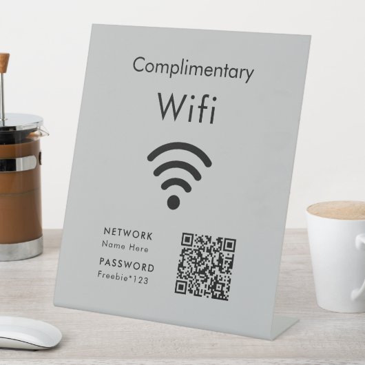 Complimentary Wifi Code Black & Gray Reclamebord Met Voetstuk (Insitu)
