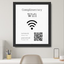 Complimentary Wifi Code Black & White Poster