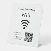Complimentary Wifi Code Black & White Reclamebord Met Voetstuk (Voorkant)