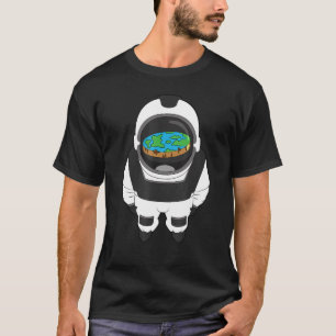 complottheorie vlakke aarde astronaut wereldbol t-shirt