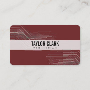 component van de printplaat diep rood visitekaartje