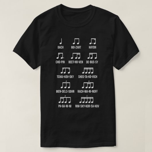 Composer Rhythm Music Gift Bach Mozart Beethoven C T-shirt (Design voorkant)