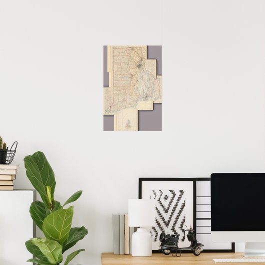 Composiet Rhode Island Map Poster (Thuiskantoor)