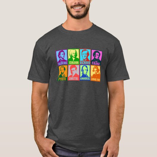 Compositeur musical | T-shirt musicien pop art col (Devant)