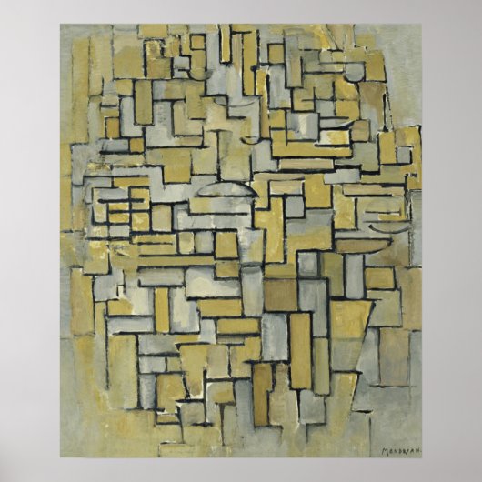 Compositie in Bruin en Grijs door Piet Mondriaan Poster (Voorkant)