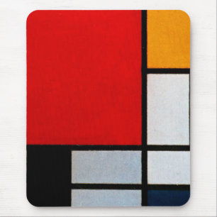 Compositie met groot rood vlak muismat