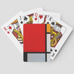 Compositie met groot rood vlak pokerkaarten