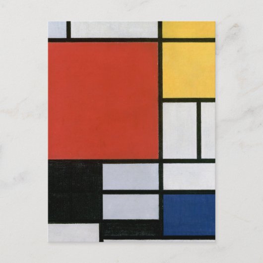 Compositie met Rood Geel Blauw & Zwart Abstract Briefkaart (Voorkant)