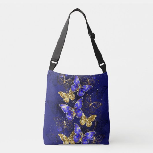 Compositie met saffier vlinders crossbody tas (Voorkant)