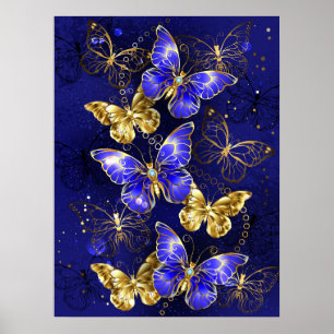 Compositie met saffier vlinders poster