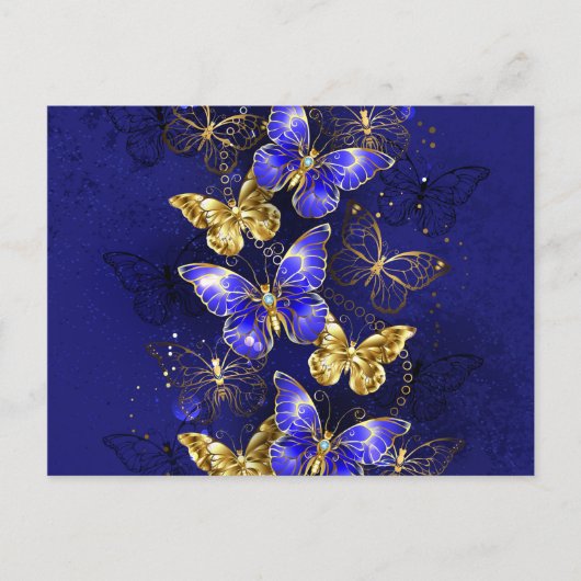 Compositie met Sapphire Butterflies Aankondigingskaart (Voorkant)