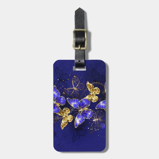 Compositie met Sapphire Butterflies Bagagelabel (Voorkant verticaal)
