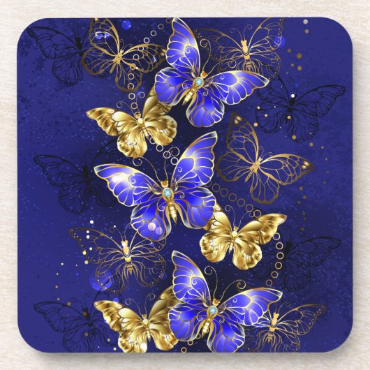 Compositie met Sapphire Butterflies Bier Onderzetter (Voorkant)