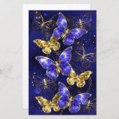 Compositie met Sapphire Butterflies Briefpapier (Voorkant / Achterkant)