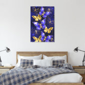 Compositie met Sapphire Butterflies Canvas Afdruk (Insitu (Slaapkamer))