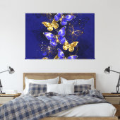 Compositie met Sapphire Butterflies Canvas Afdruk (Insitu (Slaapkamer))
