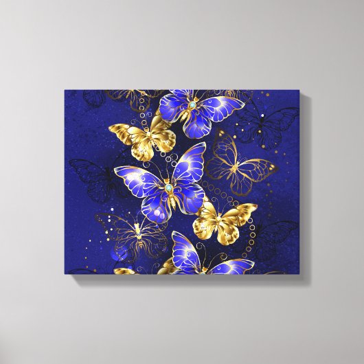 Compositie met Sapphire Butterflies Canvas Afdruk (Voorkant)