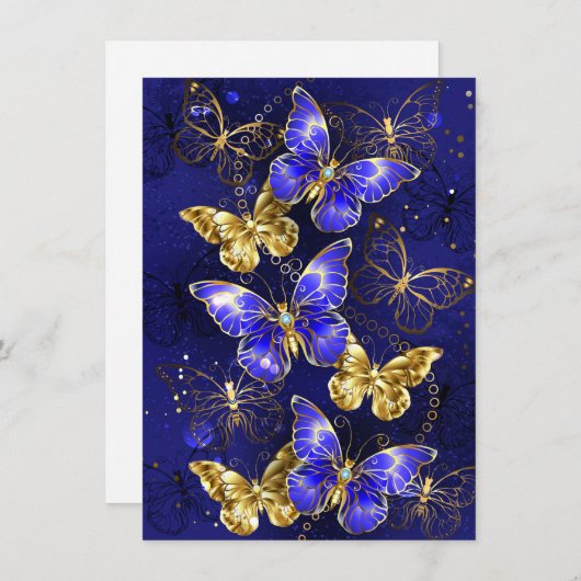 Compositie met Sapphire Butterflies Feestdagenkaart (Voorkant / Achterkant)
